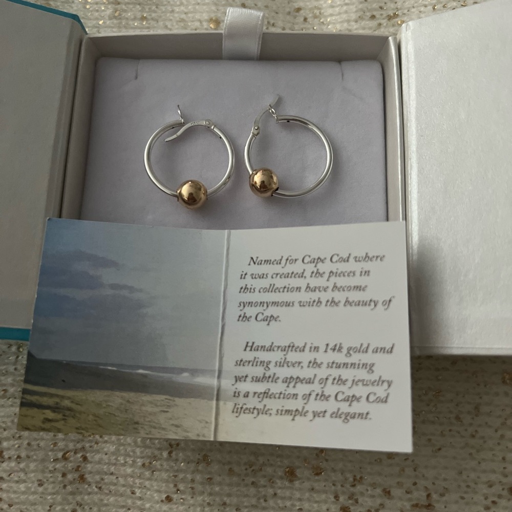 Cape Cod Ball hoop earrings 14k and sterling